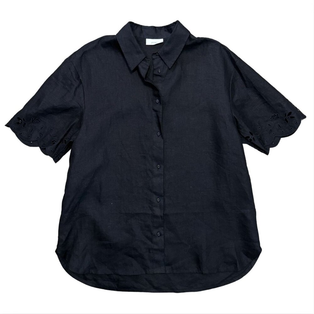 PEONY Memoir Black Linen Shirt Top EUC $240 S